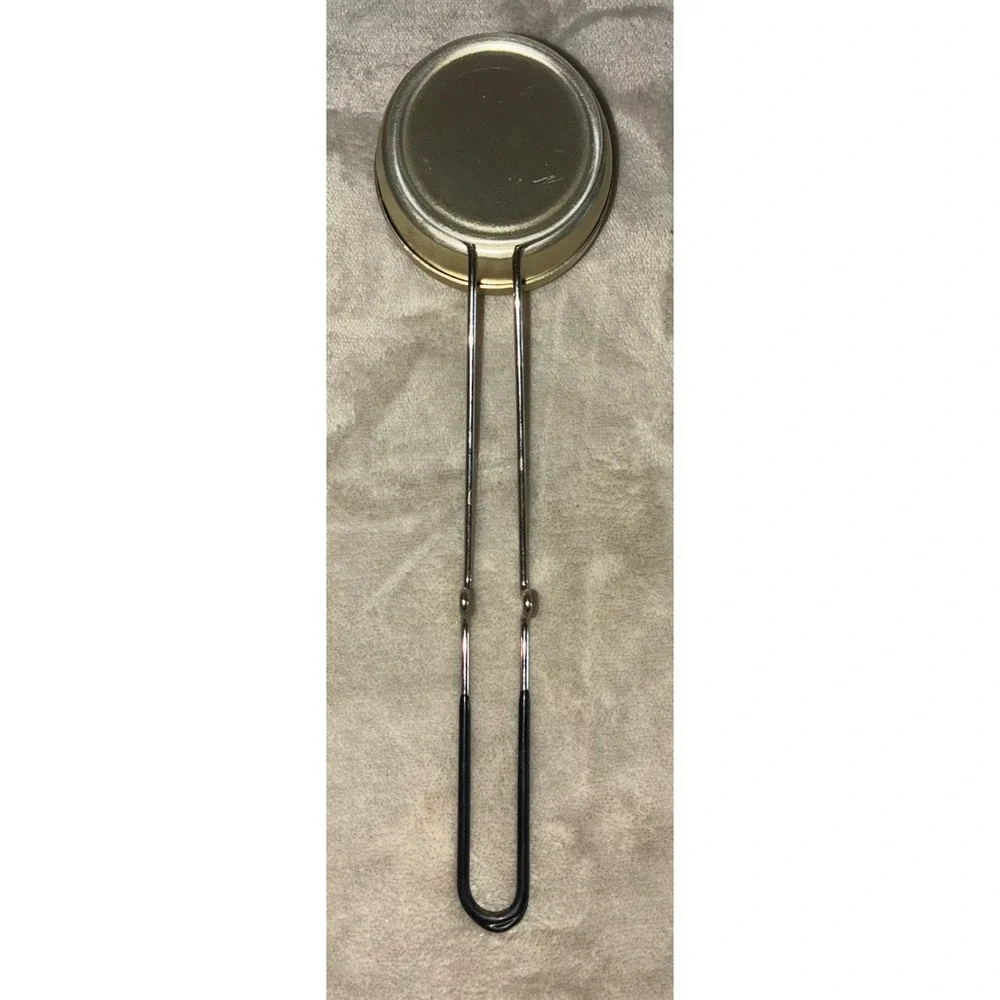 Vintage Metal Tea Strainer Infuser Gold Pot Rest Farmhouse Rustic Cottage *flaw